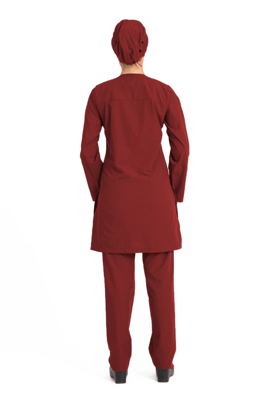 Hemşire Tesettür Terikoton Takım Tst-01 54-6XL Özel Sipariş - Bordo