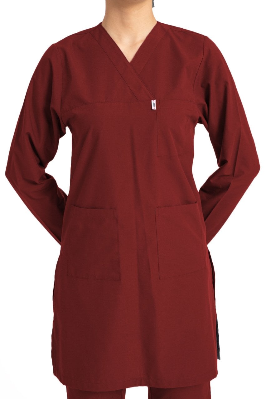 Hemşire Tesettür Terikoton Takım Tst-01 48-3XL Özel Sipariş - Bordo