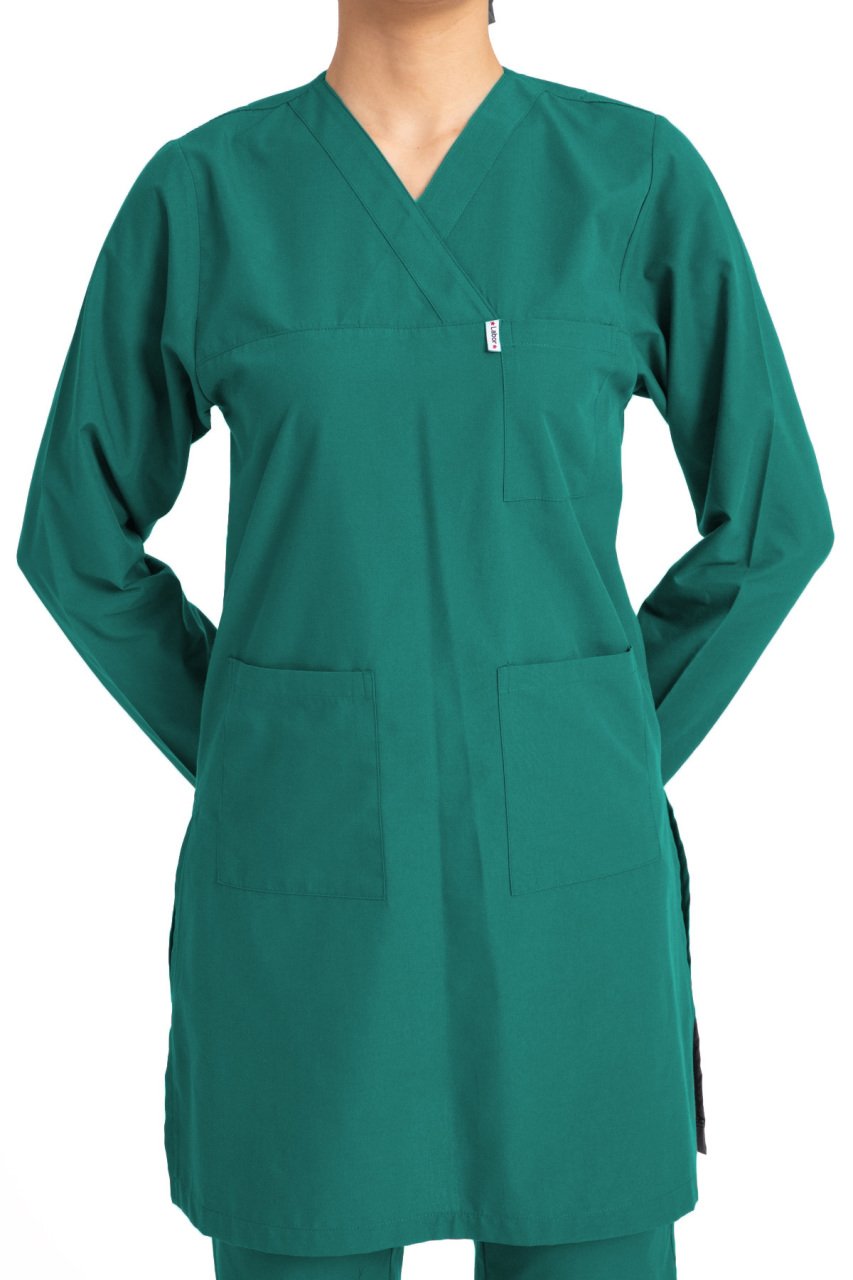 Hemşire Tesettür Terikoton Takım Tst-01 58-8XL Özel Sipariş - Has. Yeşili