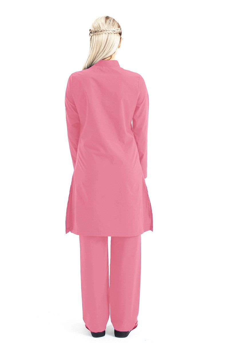 Tesettür Hemşire Forması Hakim Yaka Terikoton Takım Tst03 56-7XL Özel Sipariş - Mercan