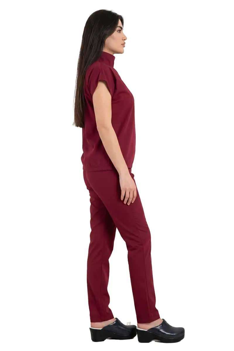 Kadın Degaje Yaka Cerrahi Forma Tek Üst - Özel Tasarım 34/XXS - Bordo