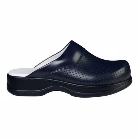 Kadın Sabo Terlik Lacivert Deri - 208 Model - Standart Topuk Anatomik (LABOR)