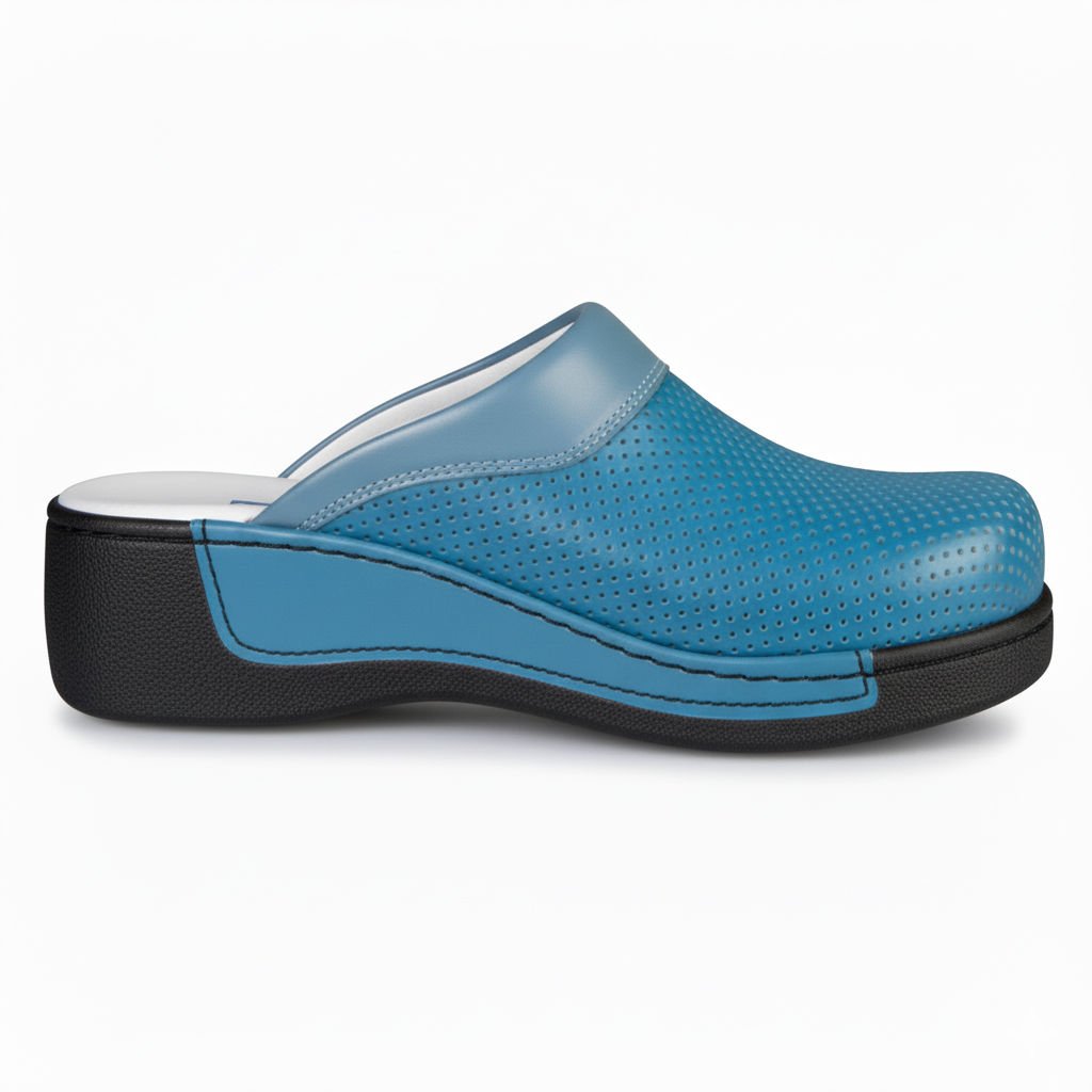 Kadın Sabo Terlik Orijinal Deri - Yüksek Taban Dolgu Topuk 209 Model (LABOR) 35 - İNDİGO