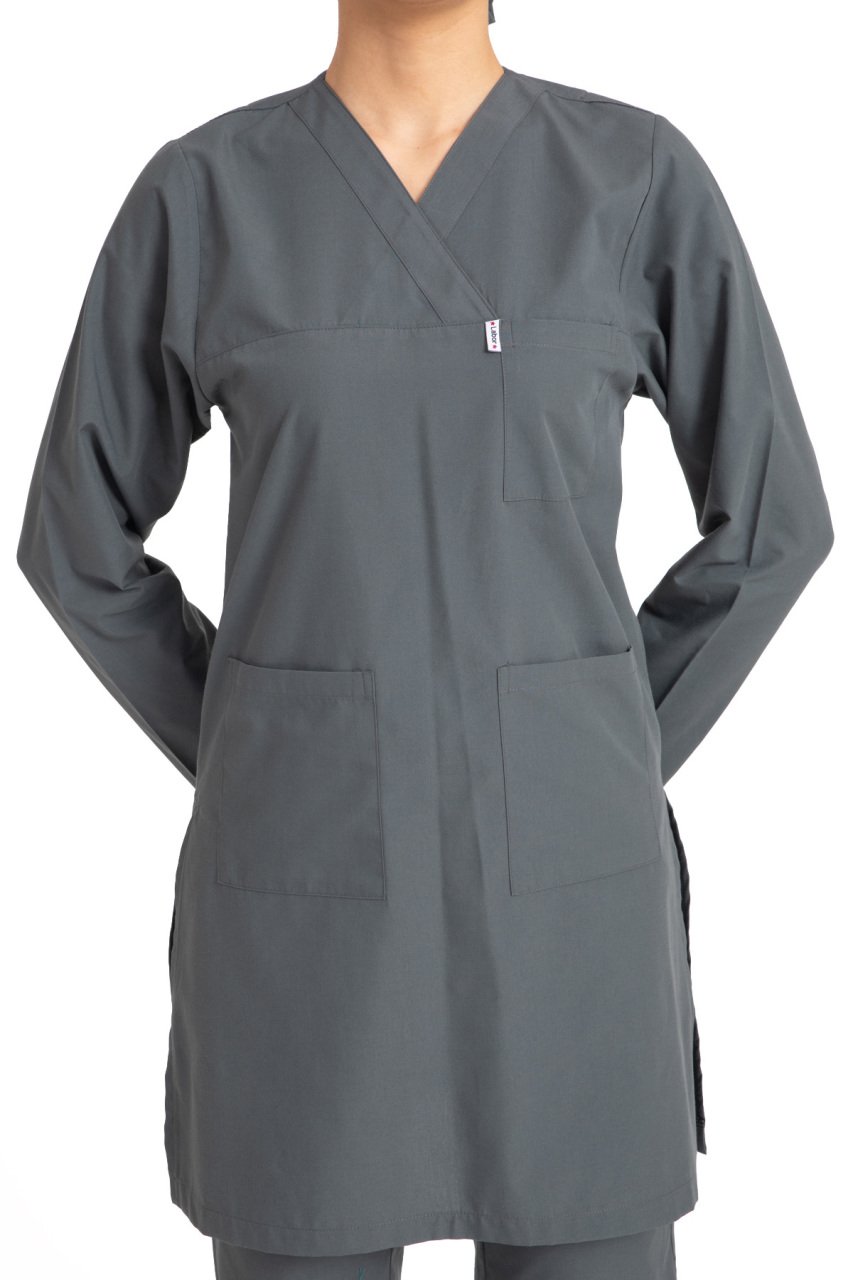 Hemşire Tesettür Terikoton Takım Tst-01 58-8XL Özel Sipariş - Füme