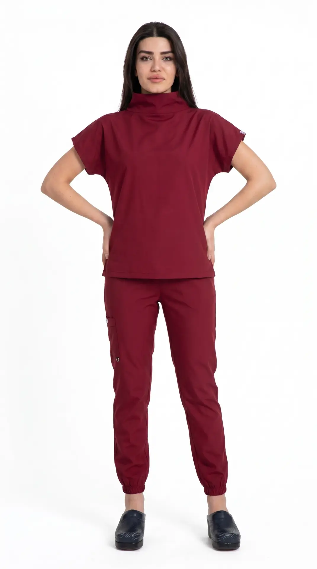 Kadın Degaje Yaka Cerrahi Forma Tek Üst - Özel Tasarım 40/M - Bordo