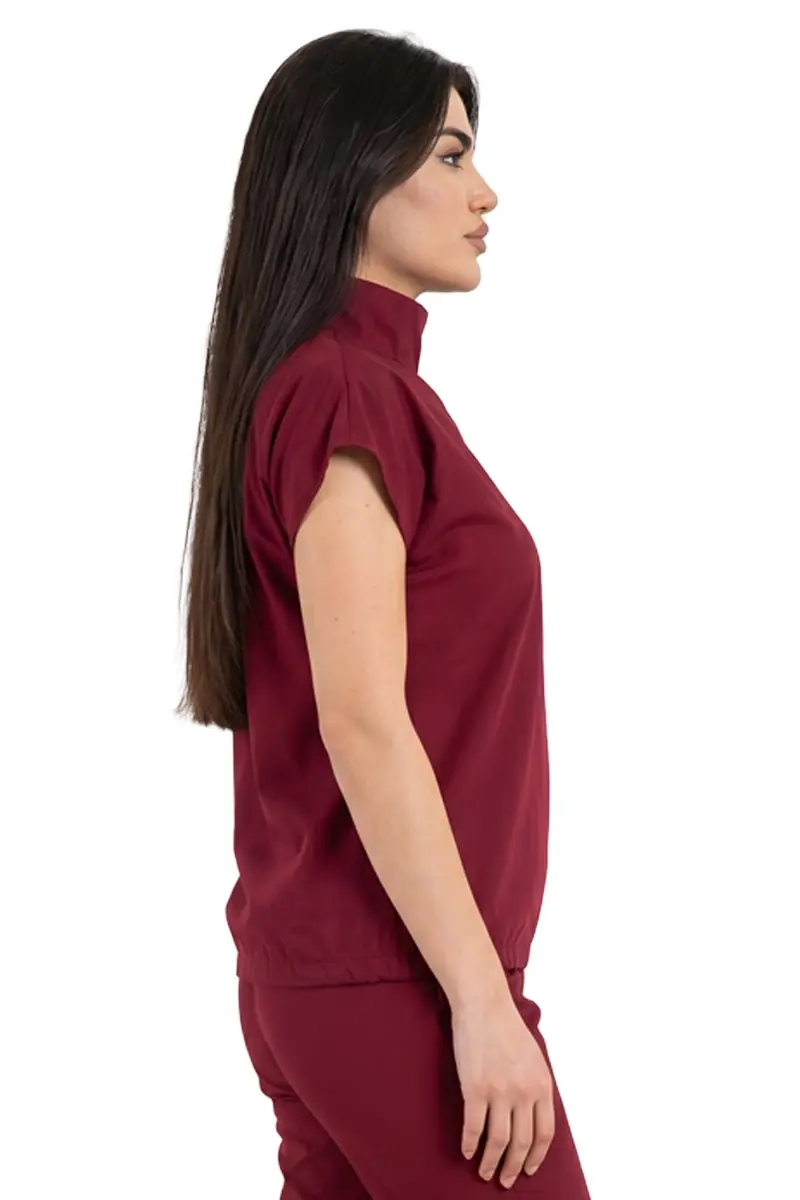 Kadın Degaje Yaka Cerrahi Forma Tek Üst - Özel Tasarım 40/M - Bordo