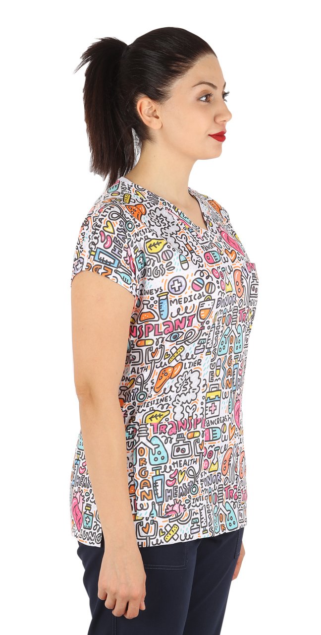 İç Organ Hastane Desenli Bayan Üst Forma