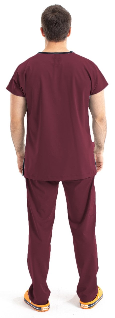 Dr Greys Model Cerrahi Forma Terikoton Erkek Bordo Renk