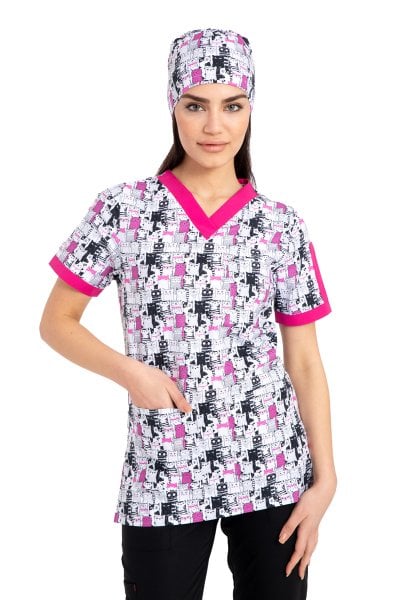 Likrali Pamuklu Kadın Üst Kedicik Desen 101 Rg-03