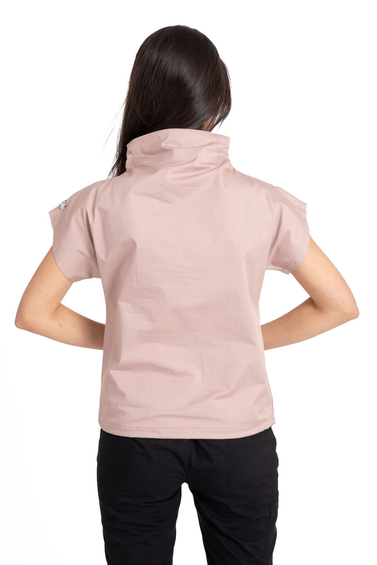 Kadın Degaje Yaka Cerrahi Forma Tek Üst - Özel Tasarım 44-XL - Pudra