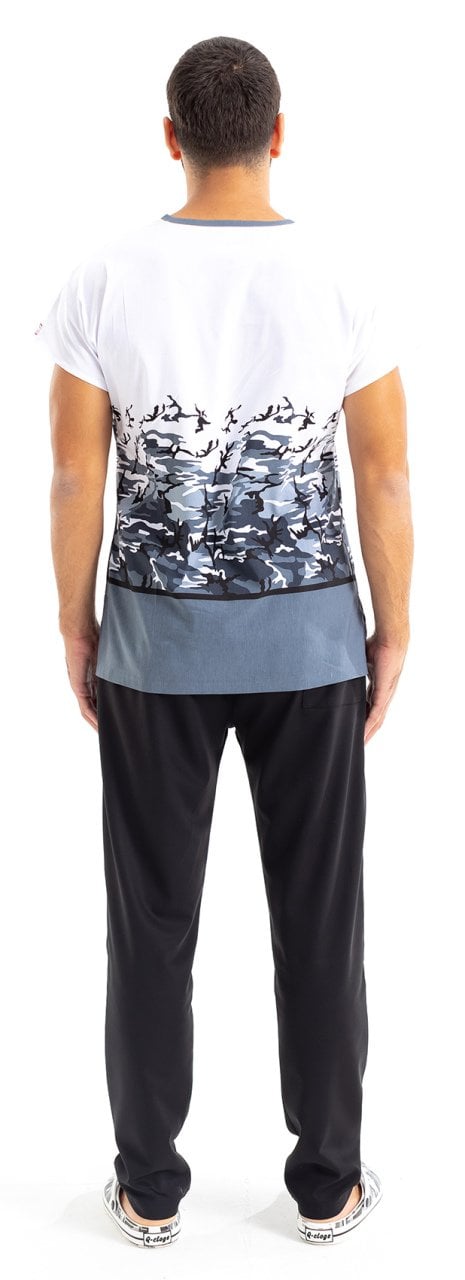 Gri Beyaz Kamuflaj Doktor Erkek Üst Forma Desen 61