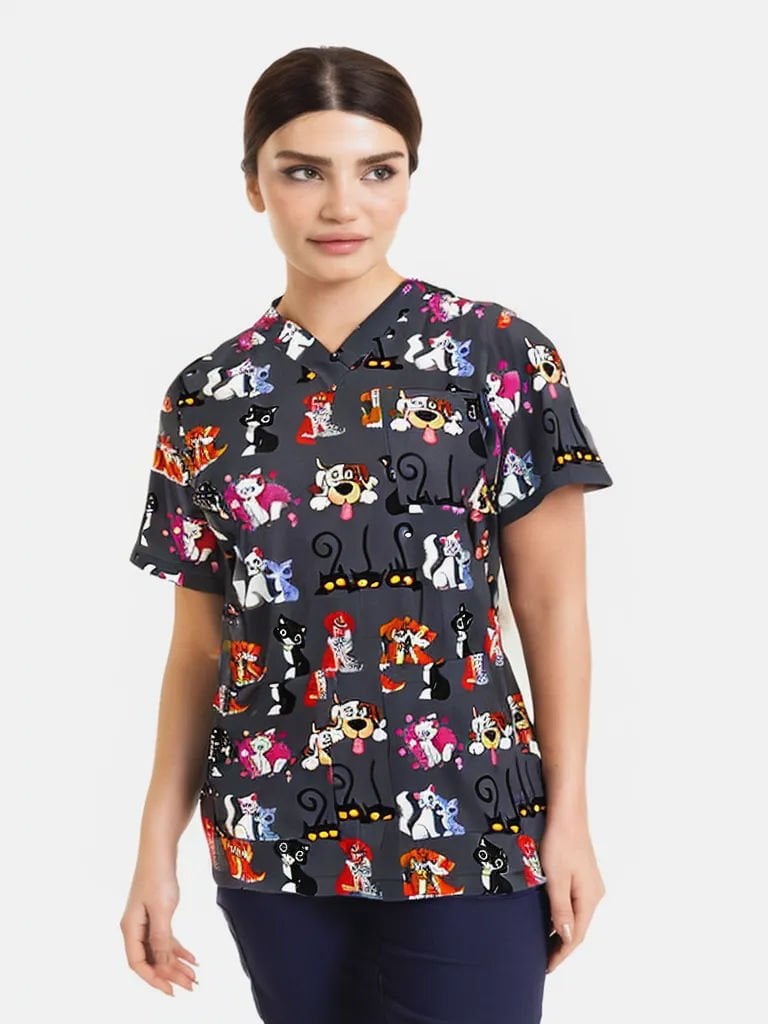 Likrali Pamuklu Kadın Tek Üst Rg03 Pati Dünyası Cerrahi Forma