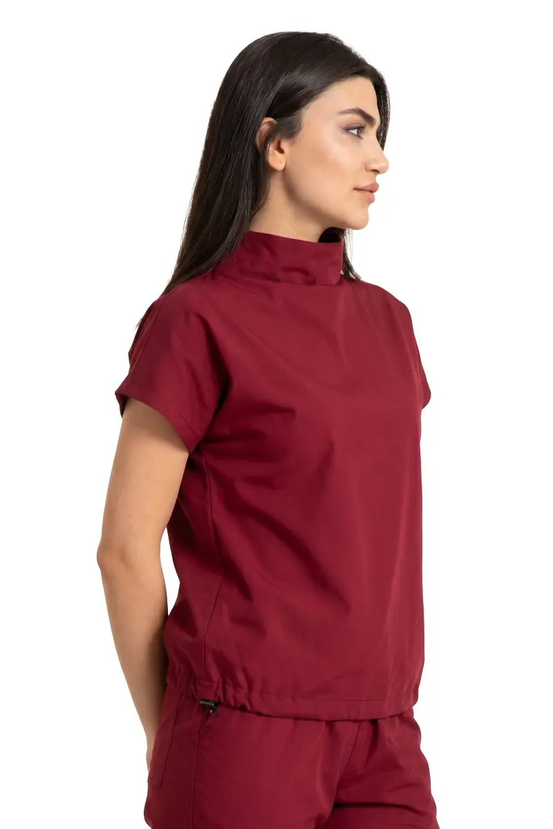 Kadın Degaje Yaka Cerrahi Forma Tek Üst - Özel Tasarım 56/7XL - Bordo