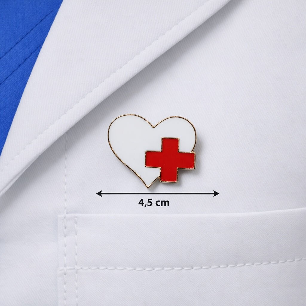 Beyaz kalp metal rozet 07