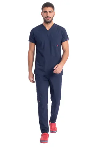Erkek Cerrahi Scrubs Forma — Dr Flex Terikoton Likralı | Lacivert