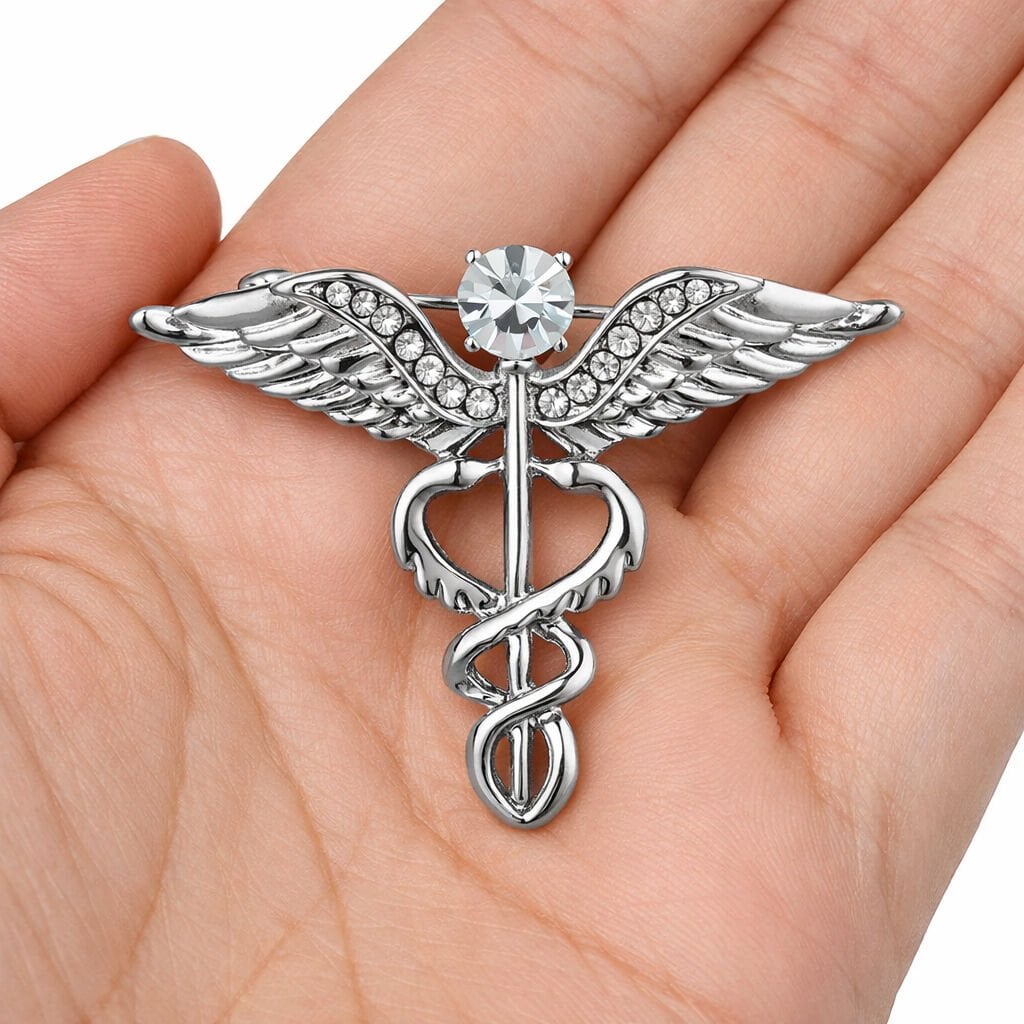 Tıp metal rozet gümüş gri 13