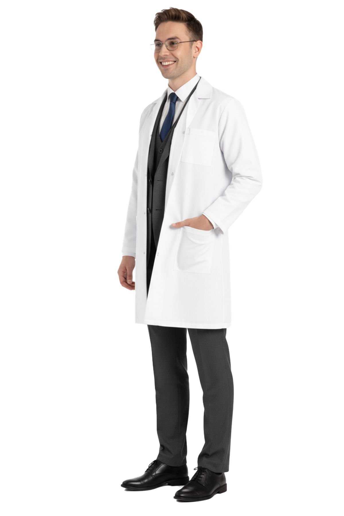 Labor Erkek Öğretmen Önlüğü / Beyaz Uzun Boy Ceket Yaka / EP-01 Model