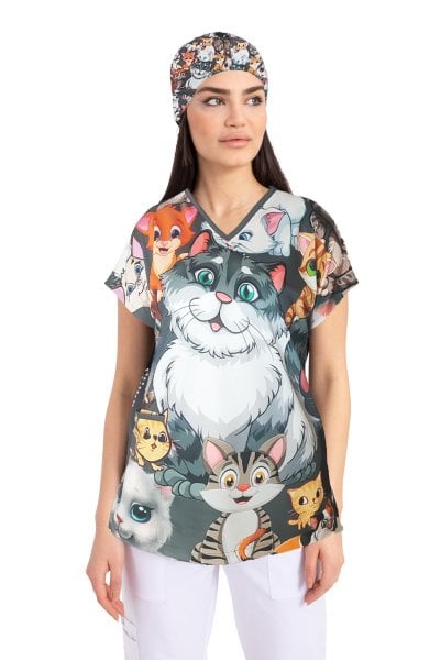 Cerrahi forma tek üst şımarık kediler kadın