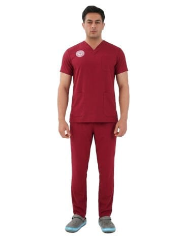 Biking Red Erkek Likralı Cerrahi Forma - Sağlık Bakanlığı Uyumlu | Labor Scrubs