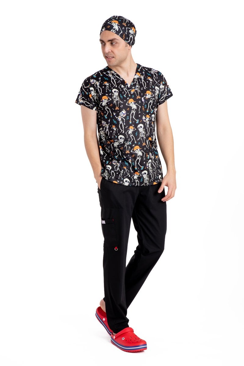 Cerrahi forma erkek tek üst dansçı iskelet desen