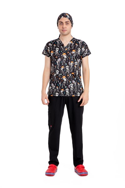 Cerrahi forma erkek tek üst dansçı iskelet desen