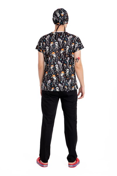 Cerrahi forma erkek tek üst dansçı iskelet desen