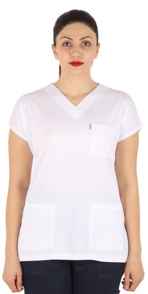 Dr Greys Model Cerrahi Üst Beyaz Dry Touch Yazlık Çok İnce Kumaş Kadın Üst