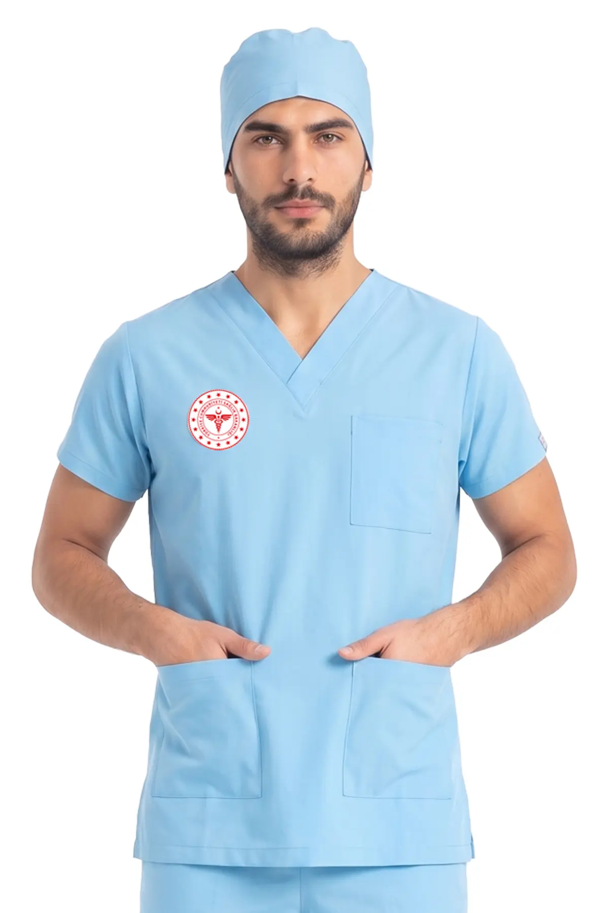 Alaskan Blue Super Stretch 4 Yön Likralı Erkek Cerrahi Forma - Sağlık Bakanlığı Uyumlu | Labor Scrubs
