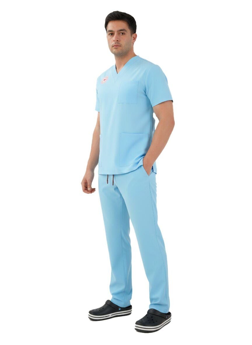 Alaskan Blue Super Stretch 4 Yön Likralı Erkek Cerrahi Forma - Sağlık Bakanlığı Uyumlu | Labor Scrubs 60-4XL Özel Üretim