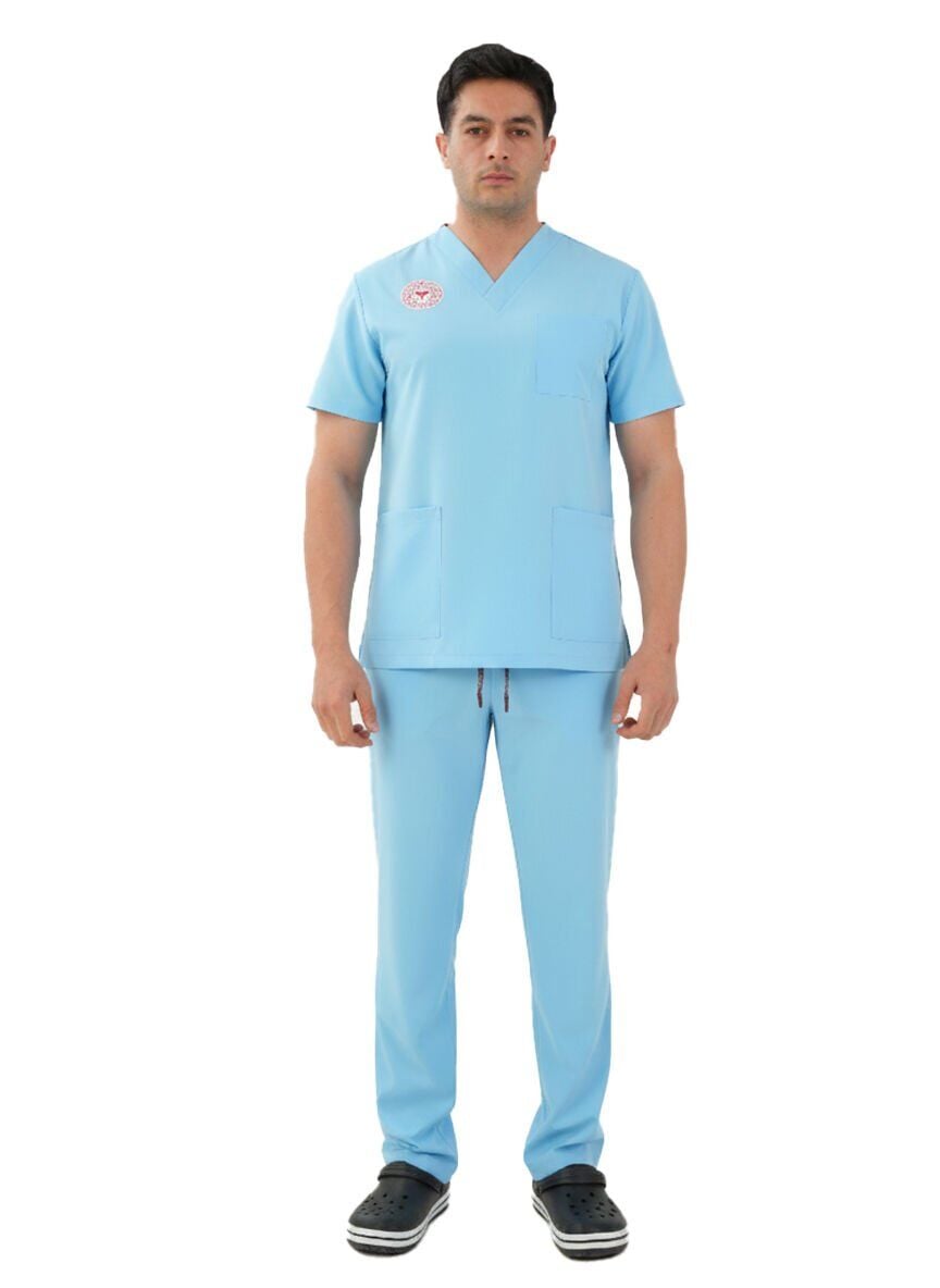 Alaskan Blue Super Stretch 4 Yön Likralı Erkek Cerrahi Forma - Sağlık Bakanlığı Uyumlu | Labor Scrubs