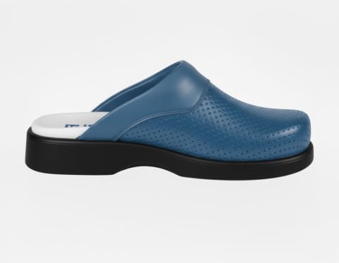 LABOR Erkek İndigo Deri Sabo Terlik 210 - Anatomik Taban (Sağlık Personeli)