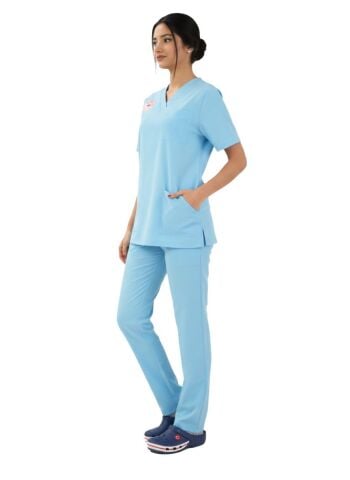 Alaskan Blue Super Stretch 4 Yön Likralı Kadın Cerrahi Forma - Sağlık Bakanlığı Uyumlu | Labor Scrubs