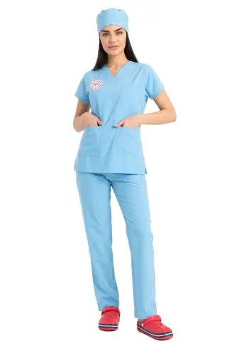 Alaskan Blue Super Stretch 4 Yön Likralı Kadın Cerrahi Forma - Sağlık Bakanlığı Uyumlu | Labor Scrubs