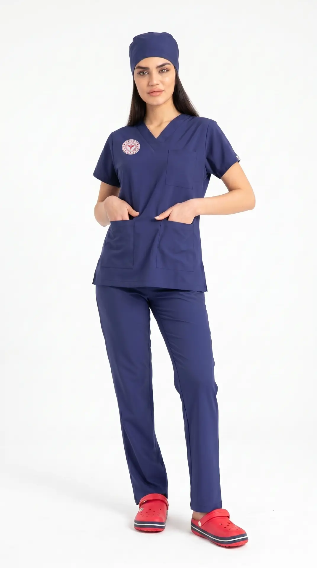 Patriot Blue Super Stretch 4 Yön Likralı Kadın Cerrahi Forma - Sağlık Bakanlığı Uyumlu | Labor Scrubs