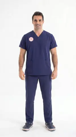 Patriot Blue Super Stretch 4 Yön Likralı Erkek Cerrahi Forma - Sağlık Bakanlığı Uyumlu | Labor Scrubs