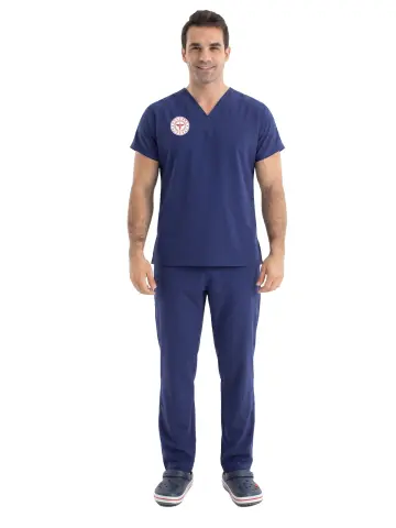 Patriot Blue Super Stretch 4 Yön Likralı Erkek Cerrahi Forma - Sağlık Bakanlığı Uyumlu | Labor Scrubs