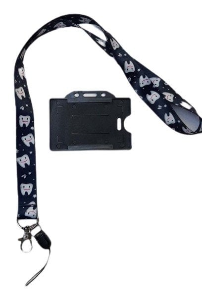 Yaka Kartı Askısı Lacivert Diş Desenli