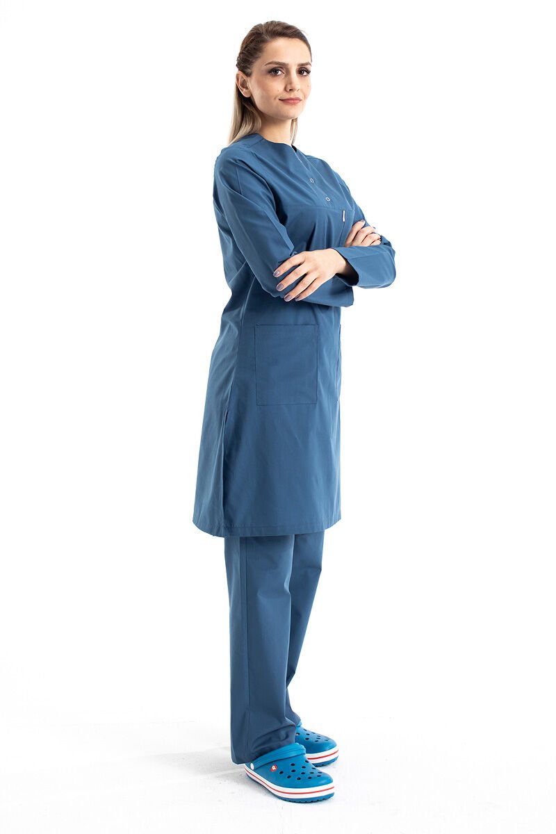 Hemşire Tesettür Terikoton Takım Tst-02 34-XXS - İndigo(Petrol Mavi)