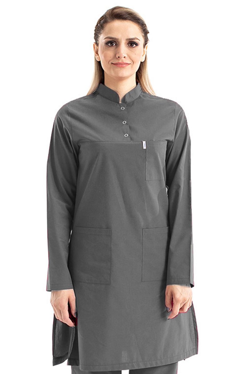 Tesettür Doktor Forması Hakim Yaka Terikoton Takım Tst03 44-XL - Füme