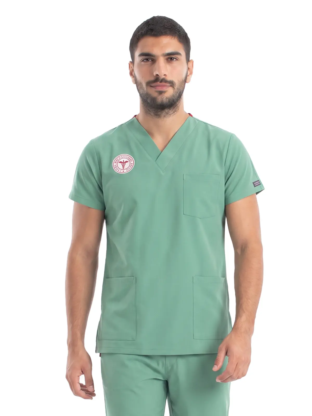 Frosty Spruce Cerrahi Yeşil Ameliyathane Forması - 4 Yön Likralı Esnek Kumaş - Sağlık Bakanlığı Yönetmelik Uyumlu Erkek Scrubs