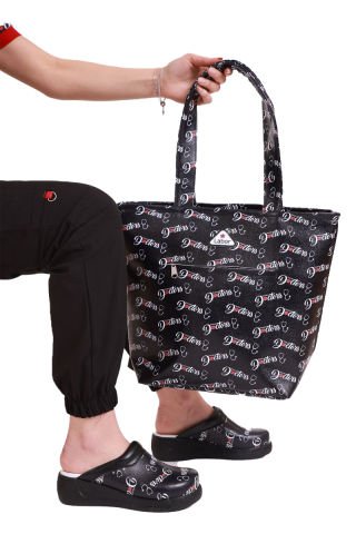 Dr Bag Siyah Çanta Unisex Doktor Desenli