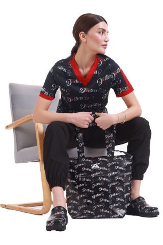 Dr Bag Siyah Çanta Unisex Doktor Desenli