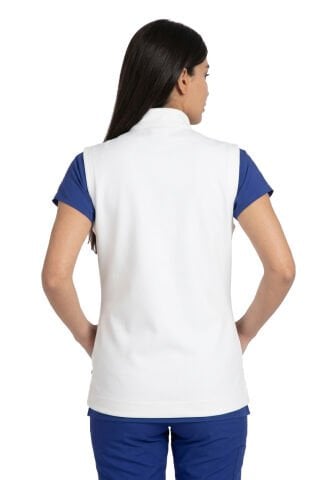 Beyaz Dalgıç Kumaş Yelek | Doktor Hemşire Sağlık Çalışanı | Unisex