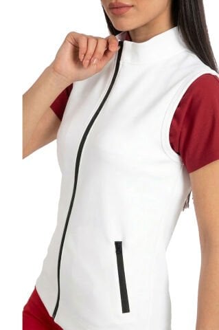 Beyaz Dalgıç Kumaş Yelek | Doktor Hemşire Sağlık Çalışanı | Unisex