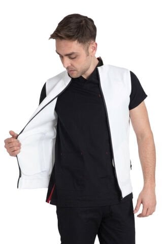 Beyaz Dalgıç Kumaş Yelek | Doktor Hemşire Sağlık Çalışanı | Unisex