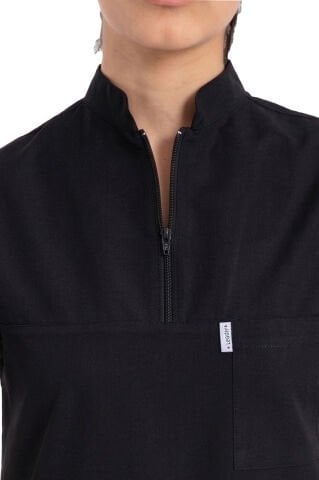 Kadın Likralı Scrubs Cerrahi Takım - Hakim Yaka Havuç Kesim İDX-1 - Siyah