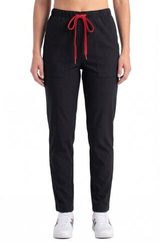 Kadın Likralı Scrubs Cerrahi Takım - Hakim Yaka Havuç Kesim İDX-1 - Siyah