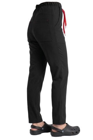 İdx-1 Serisi: Kadın Likralı Hakim Yaka Havuç Kesim Cerrahi Takım - Siyah